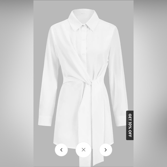 NWT Commense Button-Down Tied Long Shirt – White, Size Large - Picture 6 of 15